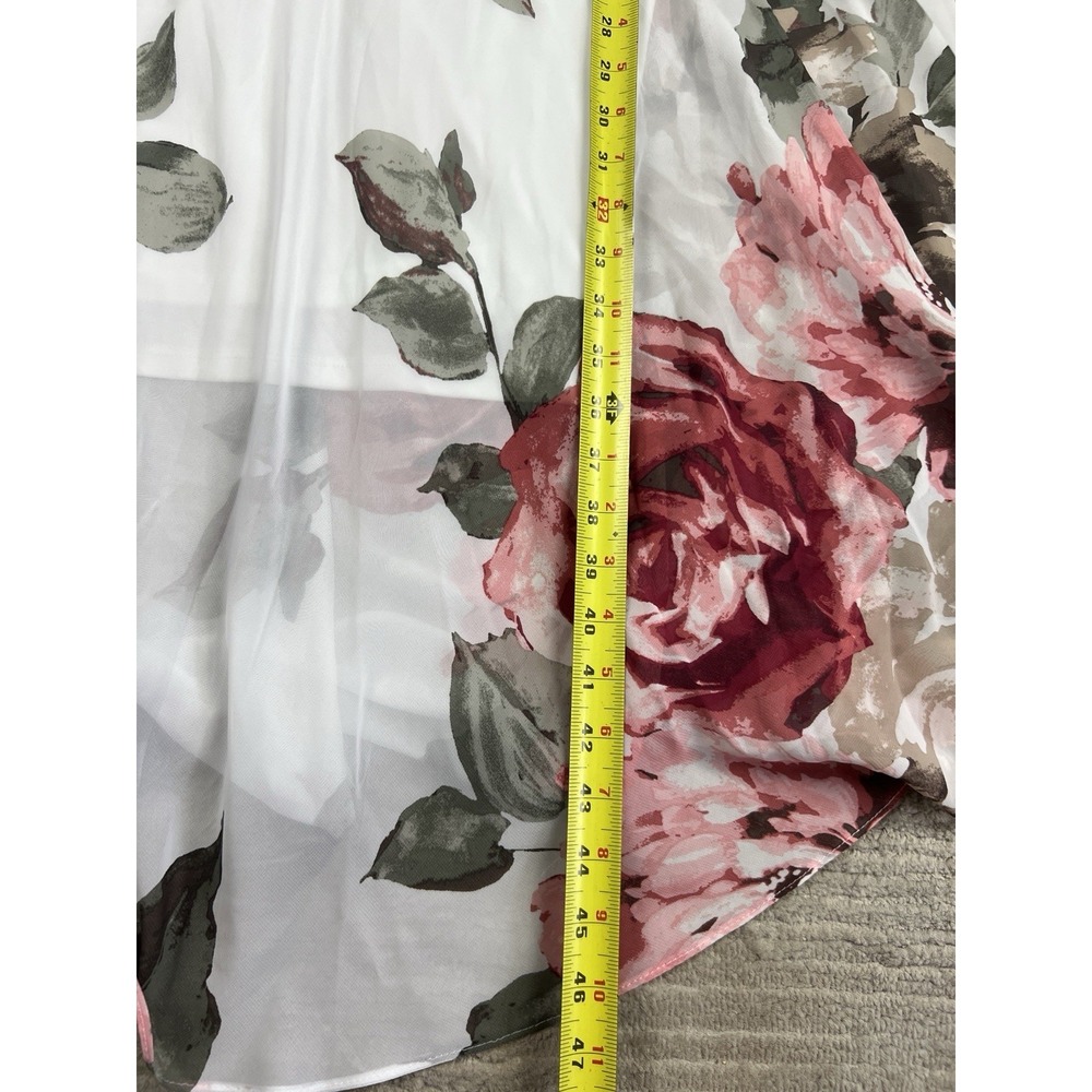 Robbie Bee White Midi Dress with Pink & Green Floral Print - Picture 6 of 12
